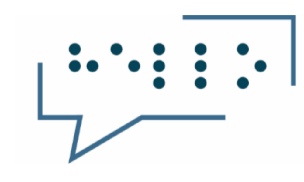 MindsEye Speech Bubble with the word "Hello" in Braille