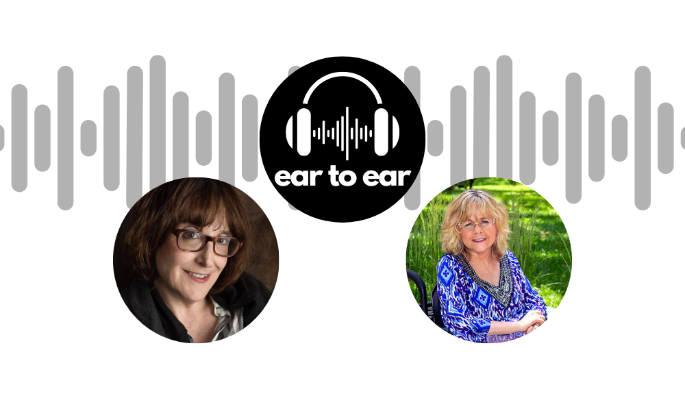 Ear to Ear logo, photos of Joan Lipkin and Katie Banister