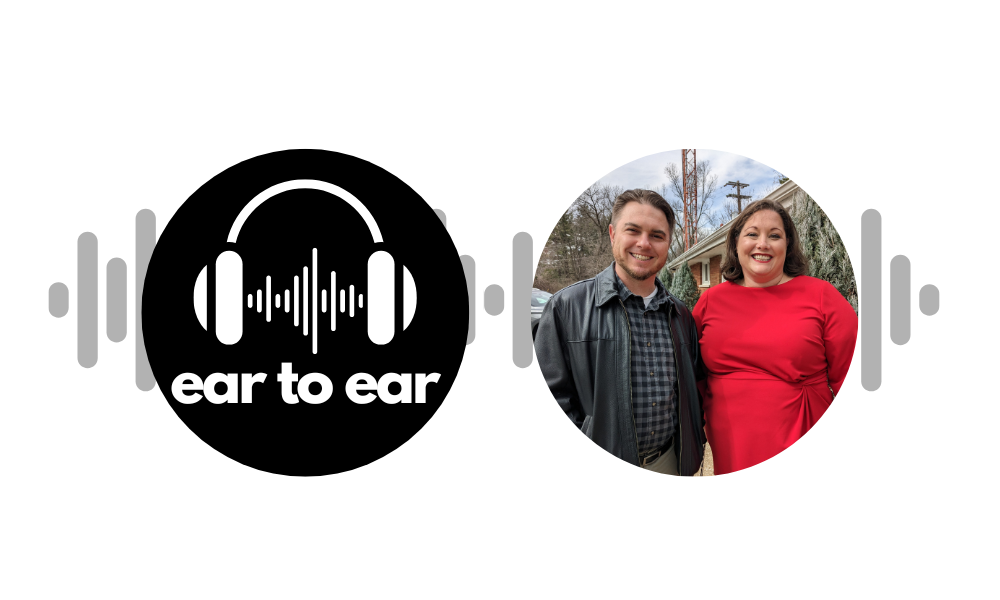 Ear to Ear logo, photo of Tom and Marjorie Moore