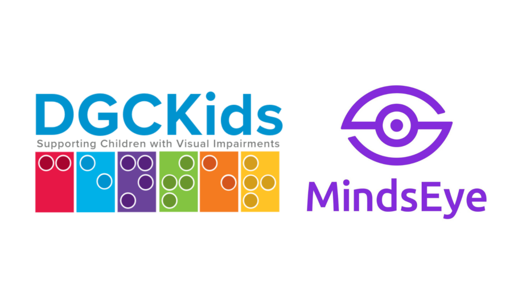 White Cane Day 2025 Event presenting sponsors DGC Kids and MindsEye logos
